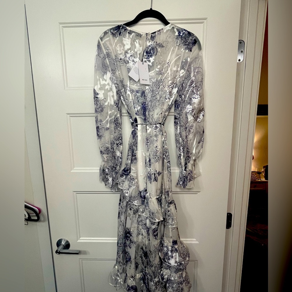 REISS silk sheer long sleeved dress. SLIP NOT INCLUDED.